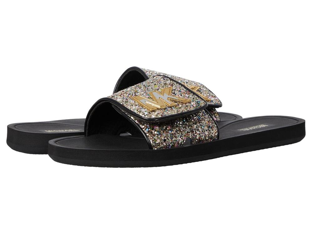 MICHAEL MICHAEL KORS WOMEN'S MK SLIDE SILVER MULTI 8 M